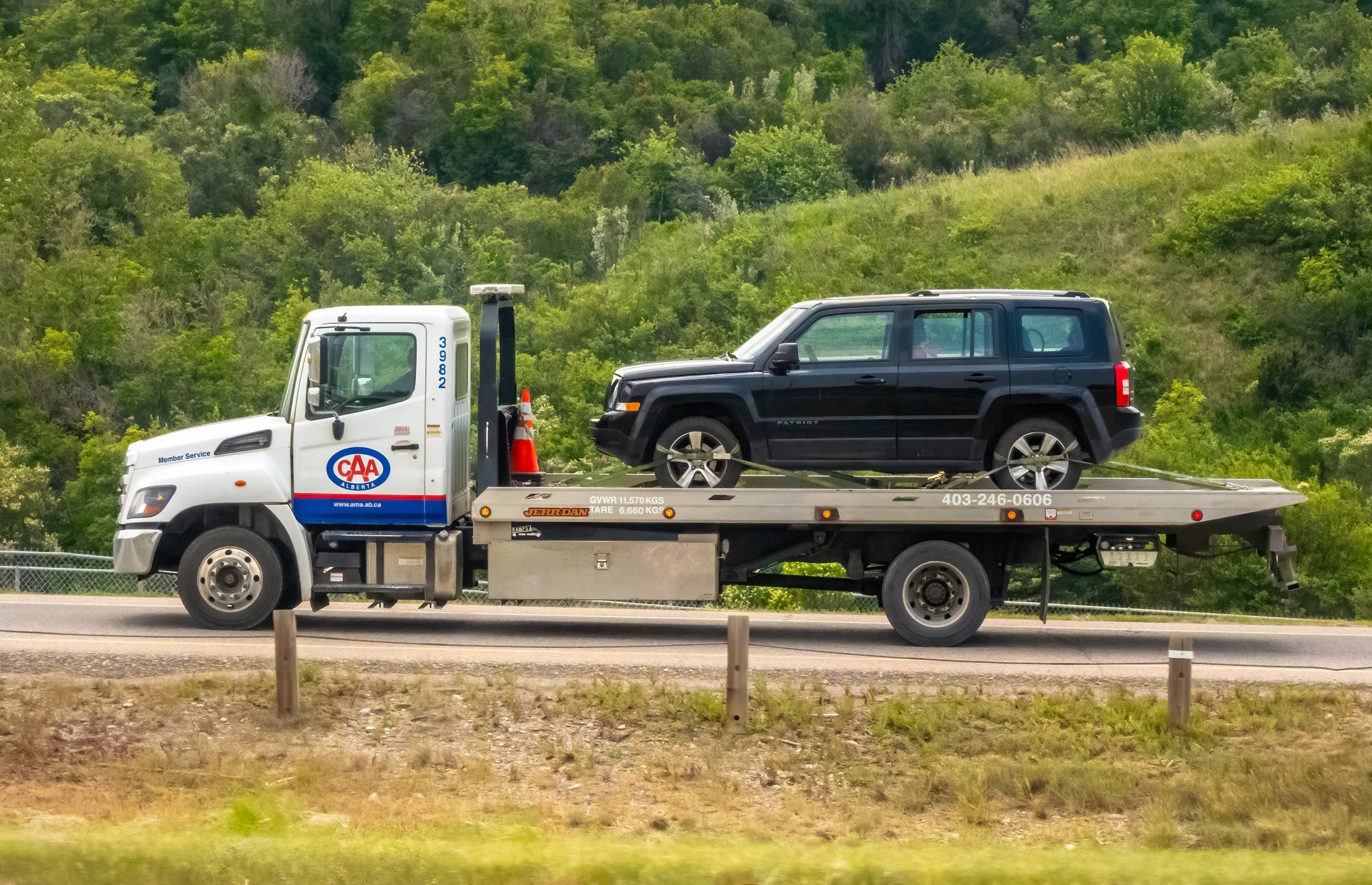 Tow truck on road